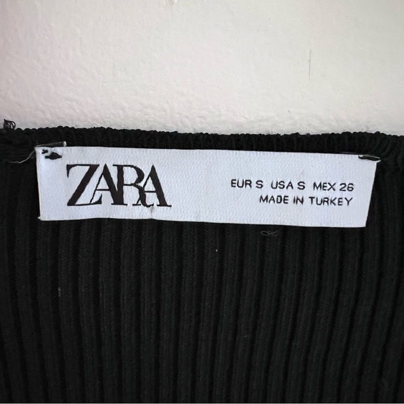 Zara cold shoulder ruffle ribbed knit black v-neck cardigan tie front size small - Picture 10 of 16